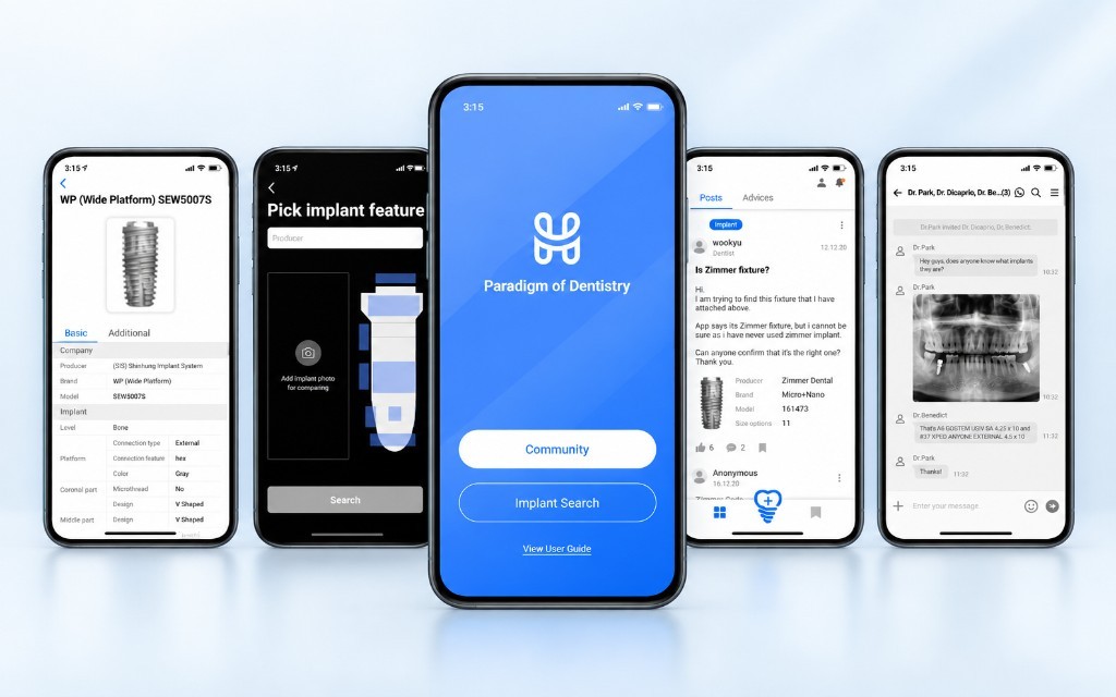 HERi clinic app screens for implant cases